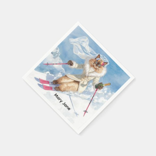 Skibachelorette Party Bruid op de Helling Servet (Hoek)