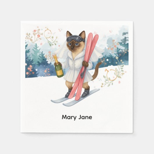 Skibachelorette Party Bruid op de helling Servette Servet (Voorkant)