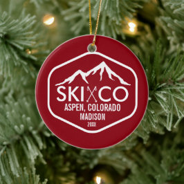 skiberg Logo Aspen Colorado op maat Keramisch Ornament