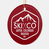  skiberg Logo Aspen Colorado op maat Keramisch Ornament (Links)