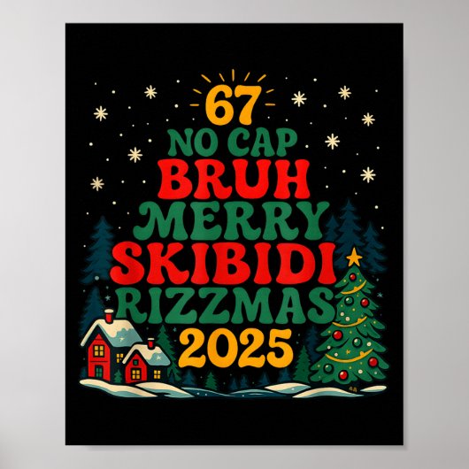 Skibiddi Rizzmas 2025 Funny Meme Christmas Tree  Poster (Voorkant)