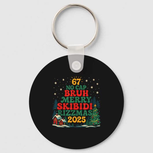 Skibiddi Rizzmas 2025 Funny Meme Christmas Tree  Sleutelhanger (Voorkant)