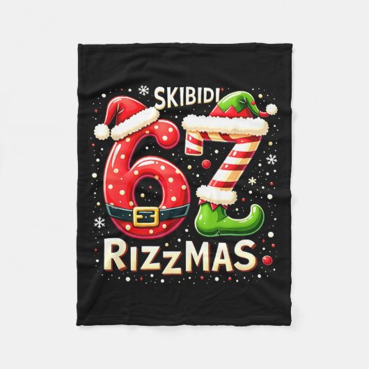 Skibidi 67 Rizzmas Christmas Meme Funny Elf Santa  Fleece Deken (Voorkant)