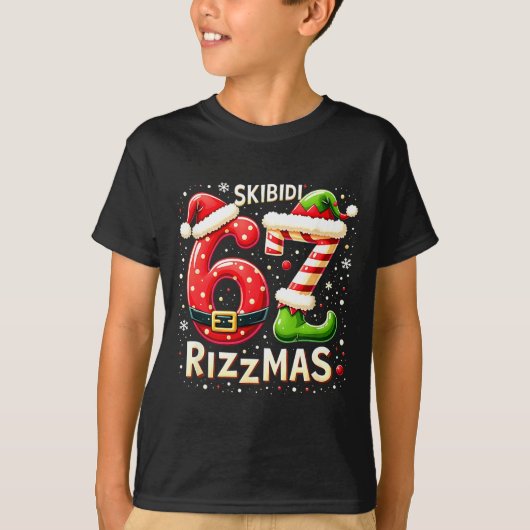 Skibidi 67 Rizzmas Christmas Meme Funny Elf Santa  T-shirt (Voorkant)