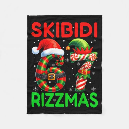 Skibidi 67 Rizzmas Funny Six Seven Meme Christmas  Fleece Deken (Voorkant)