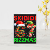 Skibidi 67 Rizzmas Funny Six Seven Meme Christmas Kaart (Gele Bloem)