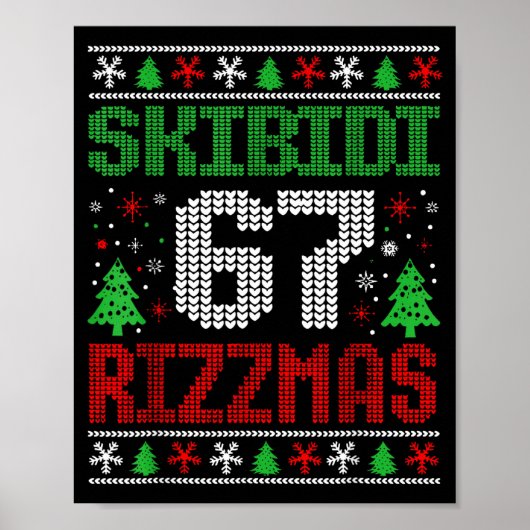 Skibidi 67 Rizzmas Funny Six Seven Meme Christmas  Poster (Voorkant)