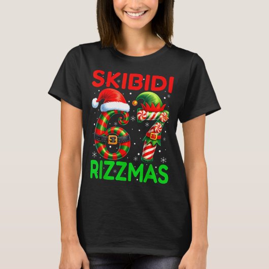 Skibidi 67 Rizzmas Funny Six Seven Meme Christmas  T-shirt (Voorkant)