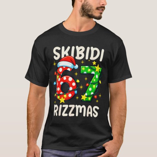 Skibidi 67 Rizzmas Funny Six Seven Meme Christmas  T-shirt (Voorkant)