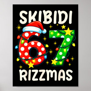 Skibidi 67 Rizzmas Grappige Zes Zeven Meme Kerstmi Poster