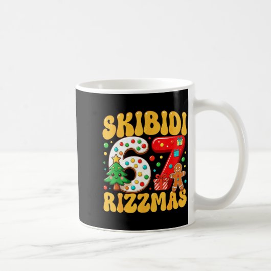 Skibidi 67 Rizzmas Six Seven Meme Christmas Boys G Koffiemok (Rechts)