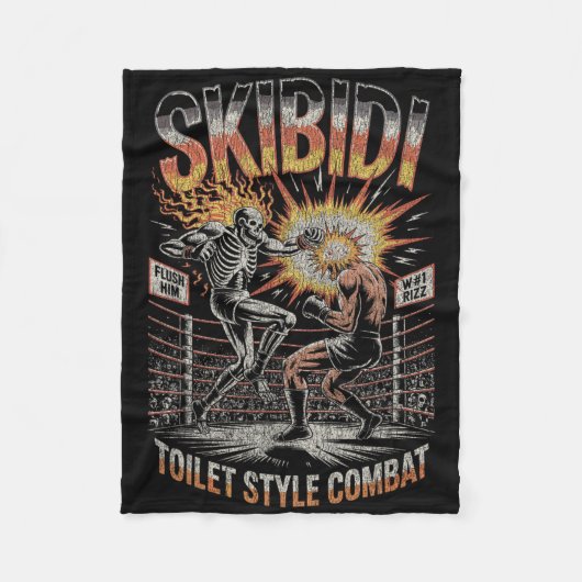 Skibidi Combat Skeleton Boxing Match Meme Explosio Fleece Deken (Voorkant)