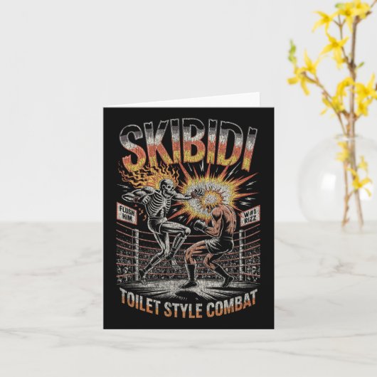 Skibidi Combat Skeleton Boxing Match Meme Explosio Kaart (Gele Bloem)