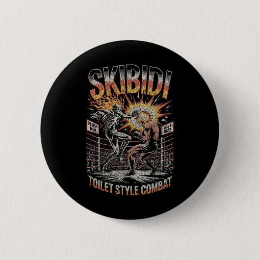 Skibidi Combat Skeleton Boxing Match Meme Explosio Ronde Button 5,7 Cm (Voorkant)