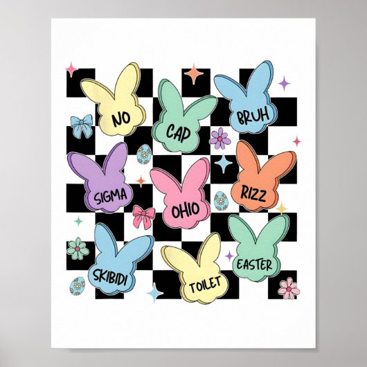 Skibidi Easter Egg Hunt Day Funny No Pet Rizz Meme Poster (Voorkant)