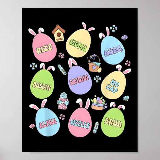 Skibidi Paasdag Egg Hunt Funny No Pet Rizz Meme Poster (Voorkant)