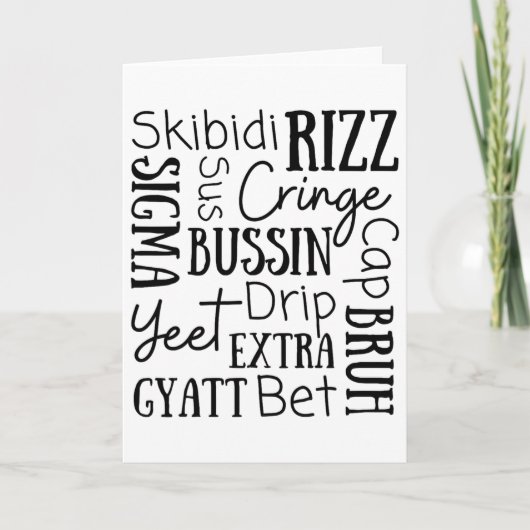 Skibidi Rizz Grappige Kinderen Rizz Bussin Gen Z K Kaart (Voorkant)