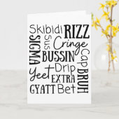 Skibidi Rizz Grappige Kinderen Rizz Bussin Gen Z K Kaart (Gele Bloem)