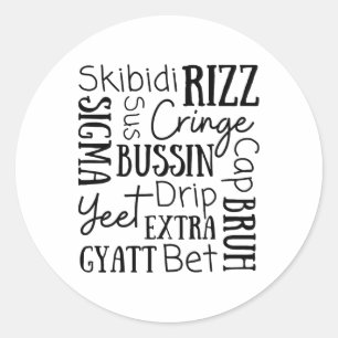 Skibidi Rizz Grappige Kinderen Rizz Bussin Gen Z K Ronde Sticker