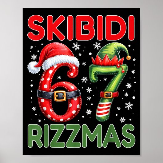 Skibidi Rizzmas 67 Christmas Six Seven Xmas Funny Poster (Voorkant)