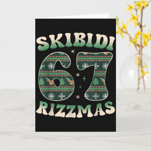 Skibidi Rizzmas 67 Six Seven Meme Ugly Christmas F Kaart (Gele Bloem)