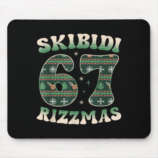 Skibidi Rizzmas 67 Six Seven Meme Ugly Christmas F Muismat (Voorkant)