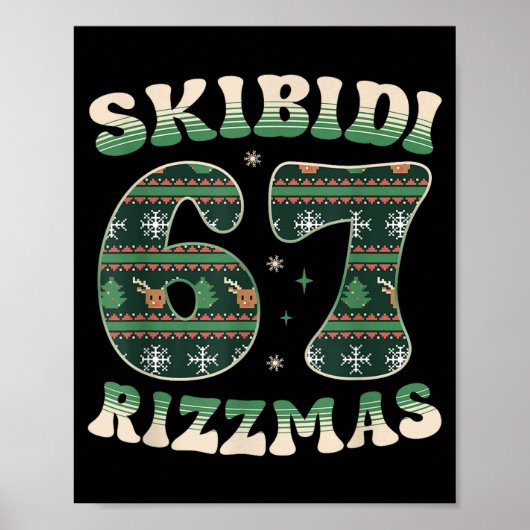 Skibidi Rizzmas 67 Six Seven Meme Ugly Christmas F Poster (Voorkant)
