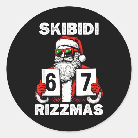 Skibidi Rizzmas Christmas 6 7 Funny Santa  Ronde Sticker (Voorkant)