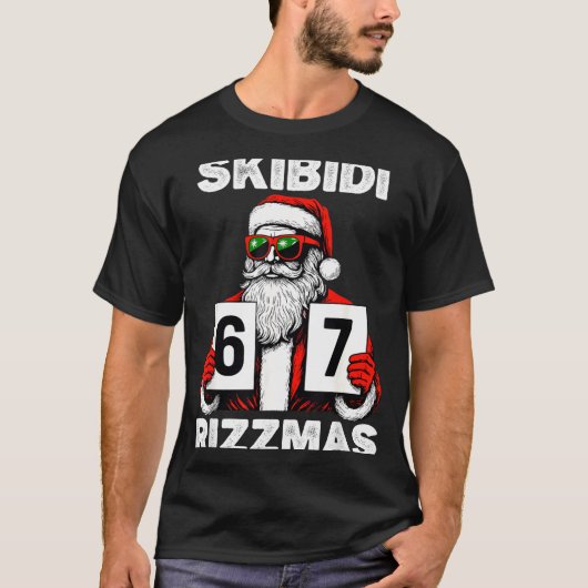 Skibidi Rizzmas Christmas 6 7 Funny Santa T-shirt (Voorkant)