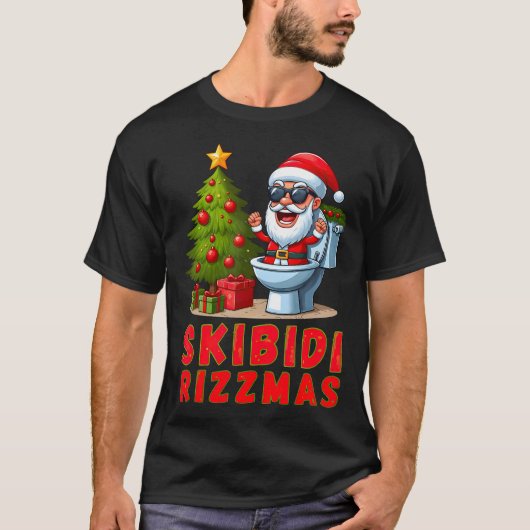 Skibidi Rizzmas Christmas Rizz Grappige Kerstman T-shirt (Voorkant)