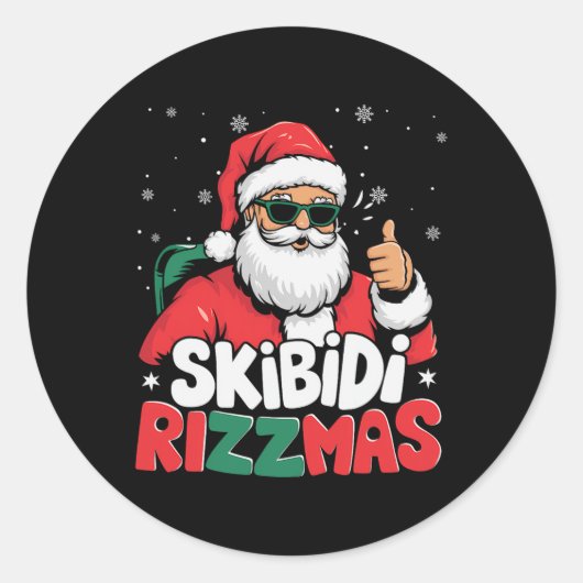 Skibidi Rizzmas Christmas Santa Claus Merry Rizz M Ronde Sticker (Voorkant)