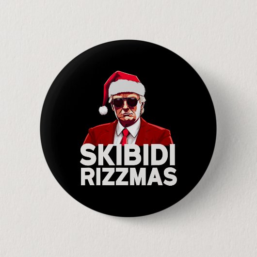 Skibidi Rizzmas Christmas Trump Santa Pajama Rizz Ronde Button 5,7 Cm (Voorkant)