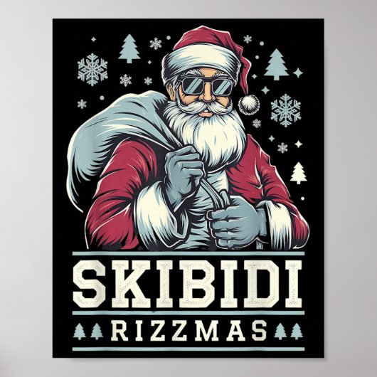 Skibidi Rizzmas Cool Santa Funny Christmas Rizz Ri Poster (Voorkant)