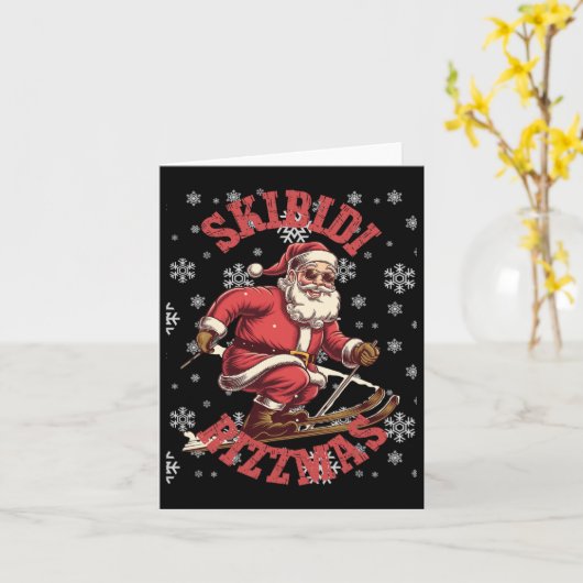 Skibidi Rizzmas Funny Santa Rizz Christmas Ski San Kaart (Gele Bloem)