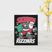 Skibidi Rizzmas Funny Santa Rizz Kerstschaatser Kaart (Gele Bloem)