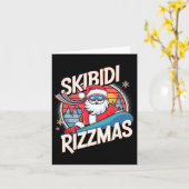 Skibidi Rizzmas Funny Santa Snowboarding Kerstmis Kaart (Gele Bloem)