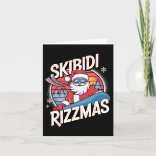 Skibidi Rizzmas Funny Santa Snowboarding Kerstmis Kaart