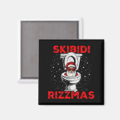 Skibidi Rizzmas Funny Santa Toilet White Elephant Magneet (Voorkant / Achterkant)