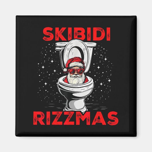 Skibidi Rizzmas Funny Santa Toilet White Elephant Magneet (Voorkant)