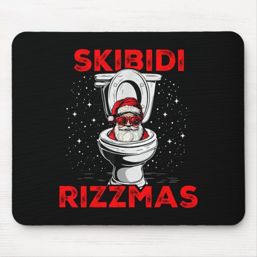 Skibidi Rizzmas Funny Santa Toilet White Elephant Muismat (Voorkant)