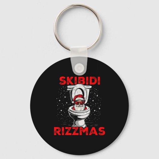 Skibidi Rizzmas Funny Santa Toilet White Elephant  Sleutelhanger (Voorkant)
