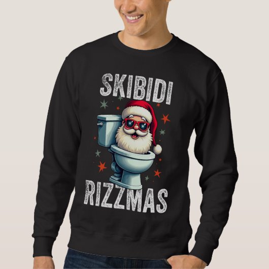 Skibidi Rizzmas Funny Santa White Christmas Trui (Voorkant)