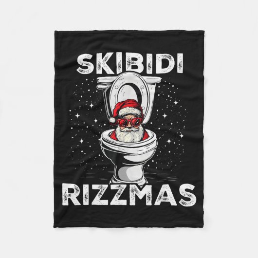 Skibidi Rizzmas Funny Toilet Santa White Elephant Fleece Deken (Voorkant)