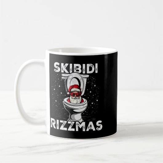Skibidi Rizzmas Funny Toilet Santa White Elephant  Koffiemok (Links)