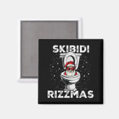 Skibidi Rizzmas Funny Toilet Santa White Elephant Magneet (Voorkant / Achterkant)
