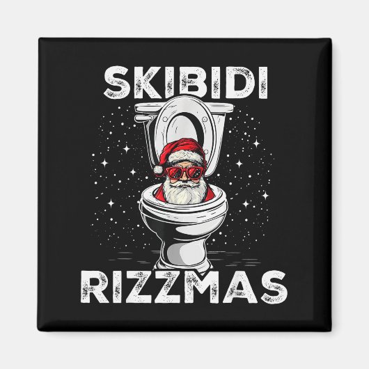 Skibidi Rizzmas Funny Toilet Santa White Elephant Magneet (Voorkant)
