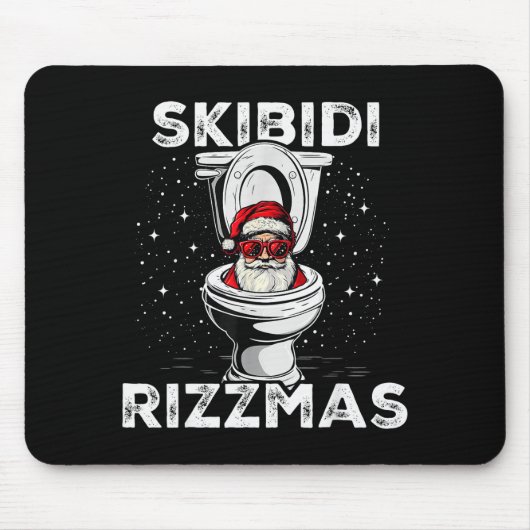 Skibidi Rizzmas Funny Toilet Santa White Elephant  Muismat (Voorkant)
