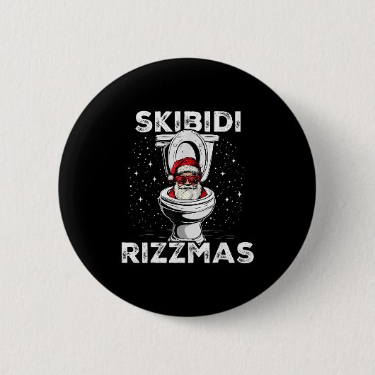Skibidi Rizzmas Funny Toilet Santa White Elephant Ronde Button 5,7 Cm (Voorkant)