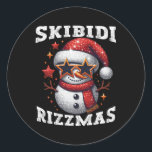 Skibidi Rizzmas Gen Alpha Slang Funny Christmas Sn Ronde Sticker<br><div class="desc">Skibidi Rizzmas Gen Alpha Slang Funny Christmas Snowman</div>