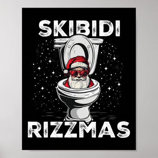 Skibidi Rizzmas Grappig Toilet Santa White Elephan Poster (Voorkant)